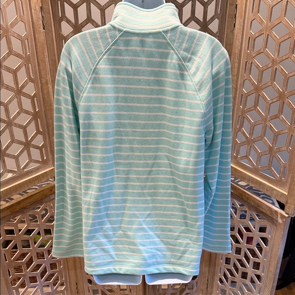 T by Talbots Mint Blue Striped Full Zip-Up Jacket size Medium - Picture 8 of 12